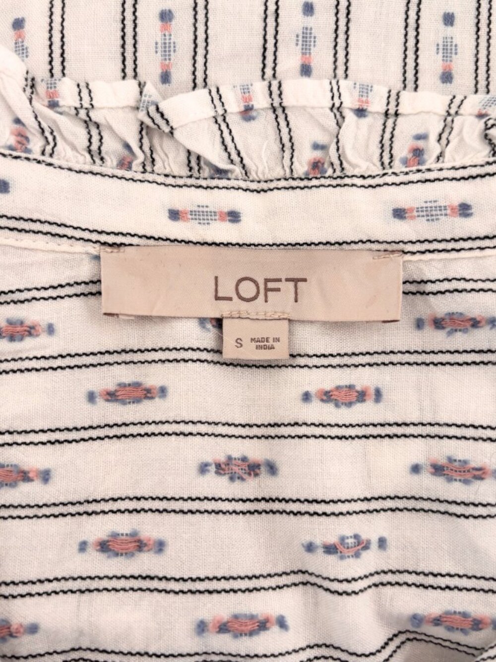 LOFT Ruffle Collar Button Down - Picture 3 of 4